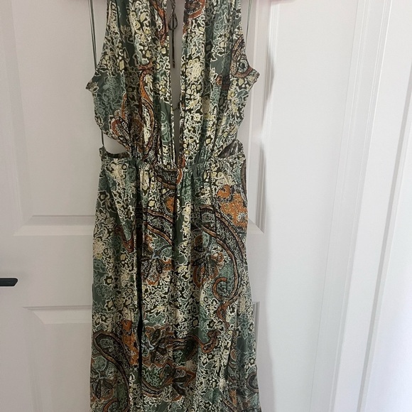 Zara Green Paisley Cutout Dress Size Large - Picture 12 of 13
